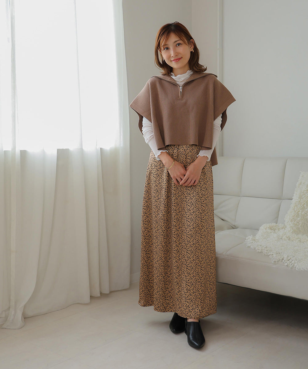 ハーフZIPトップ&ニットワンピースセット