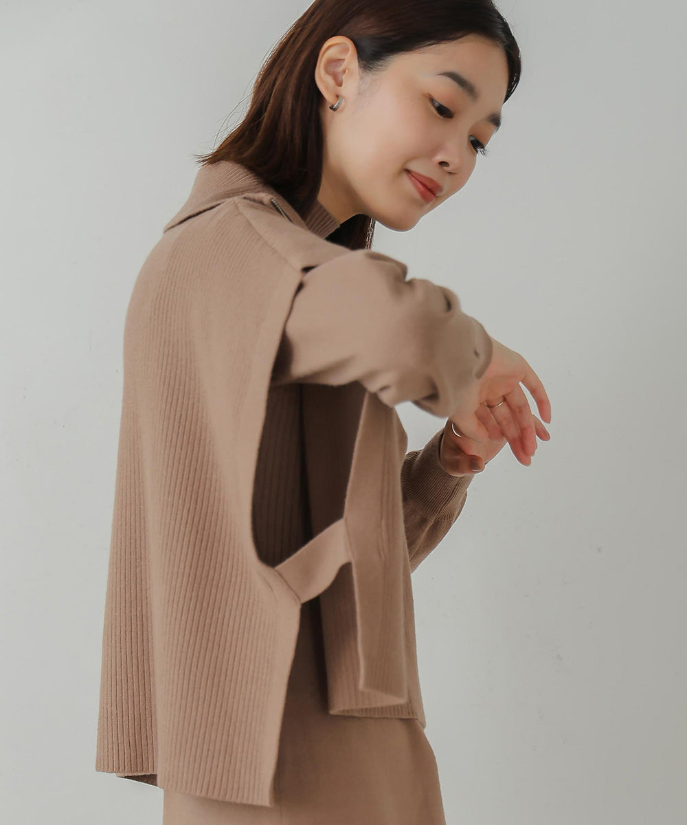 ハーフZIPトップ&ニットワンピースセット