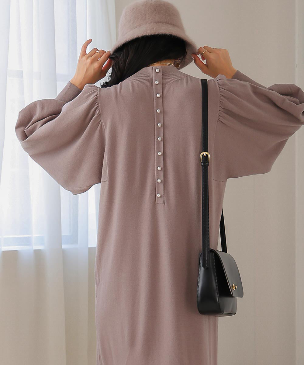 2wayパールボタンニットワンピース