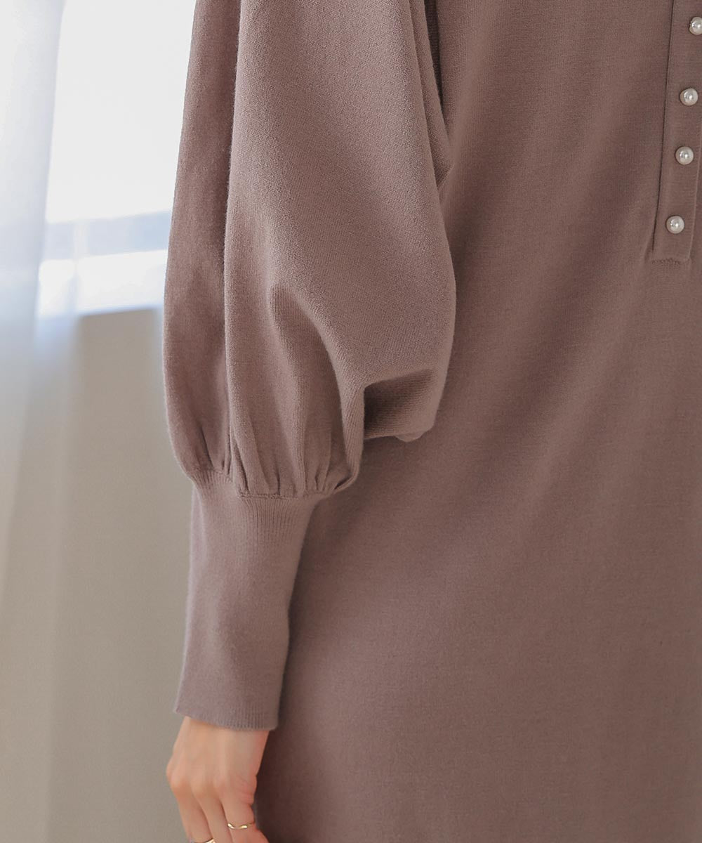 2wayパールボタンニットワンピース