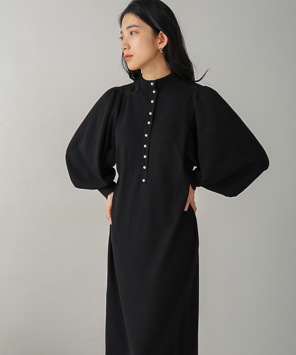 2wayパールボタンニットワンピース