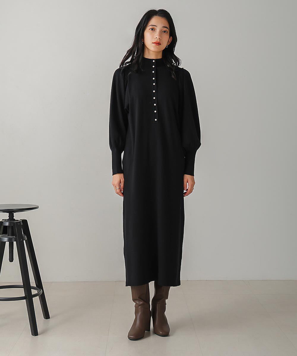 2wayパールボタンニットワンピース