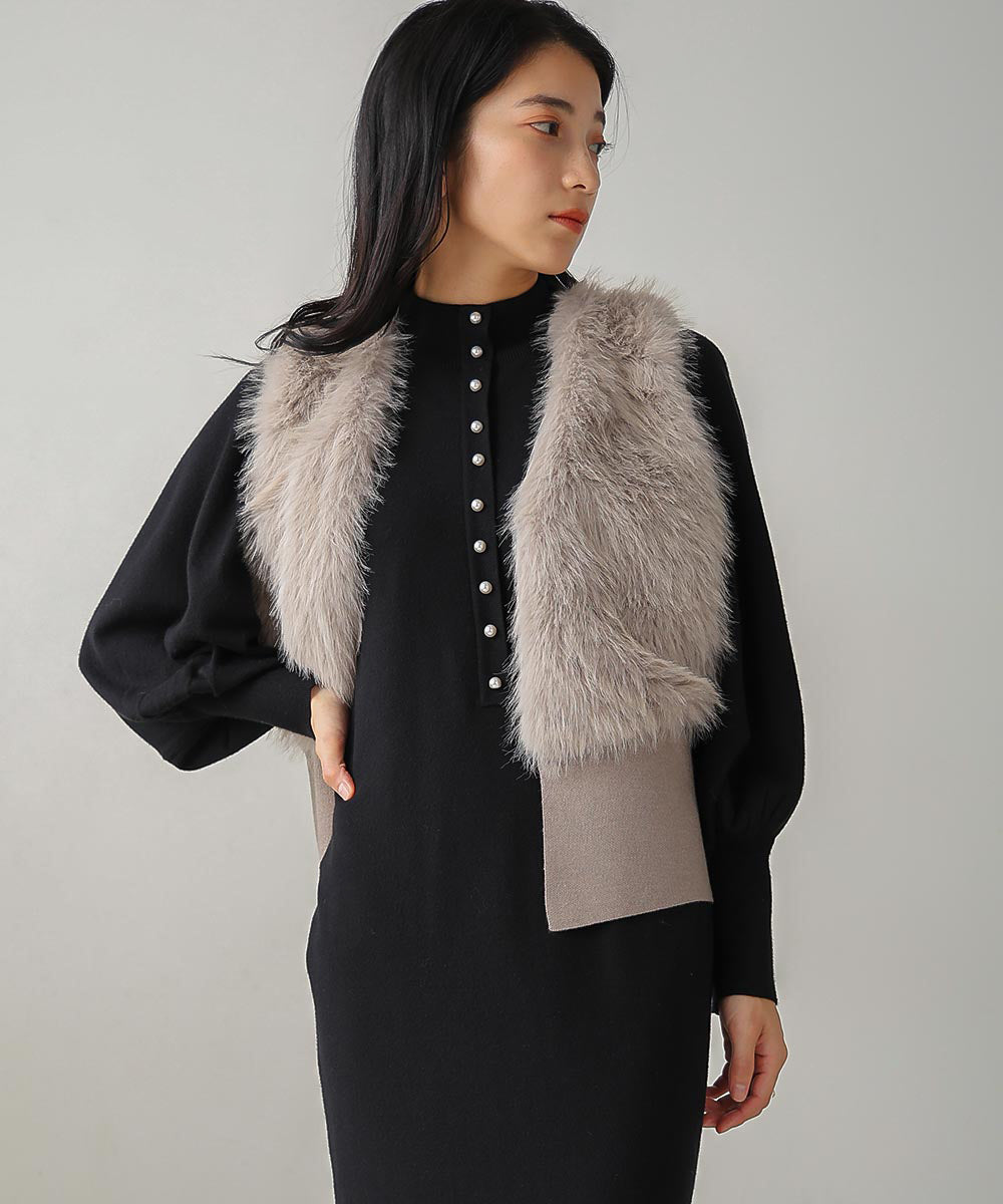 2wayパールボタンニットワンピース