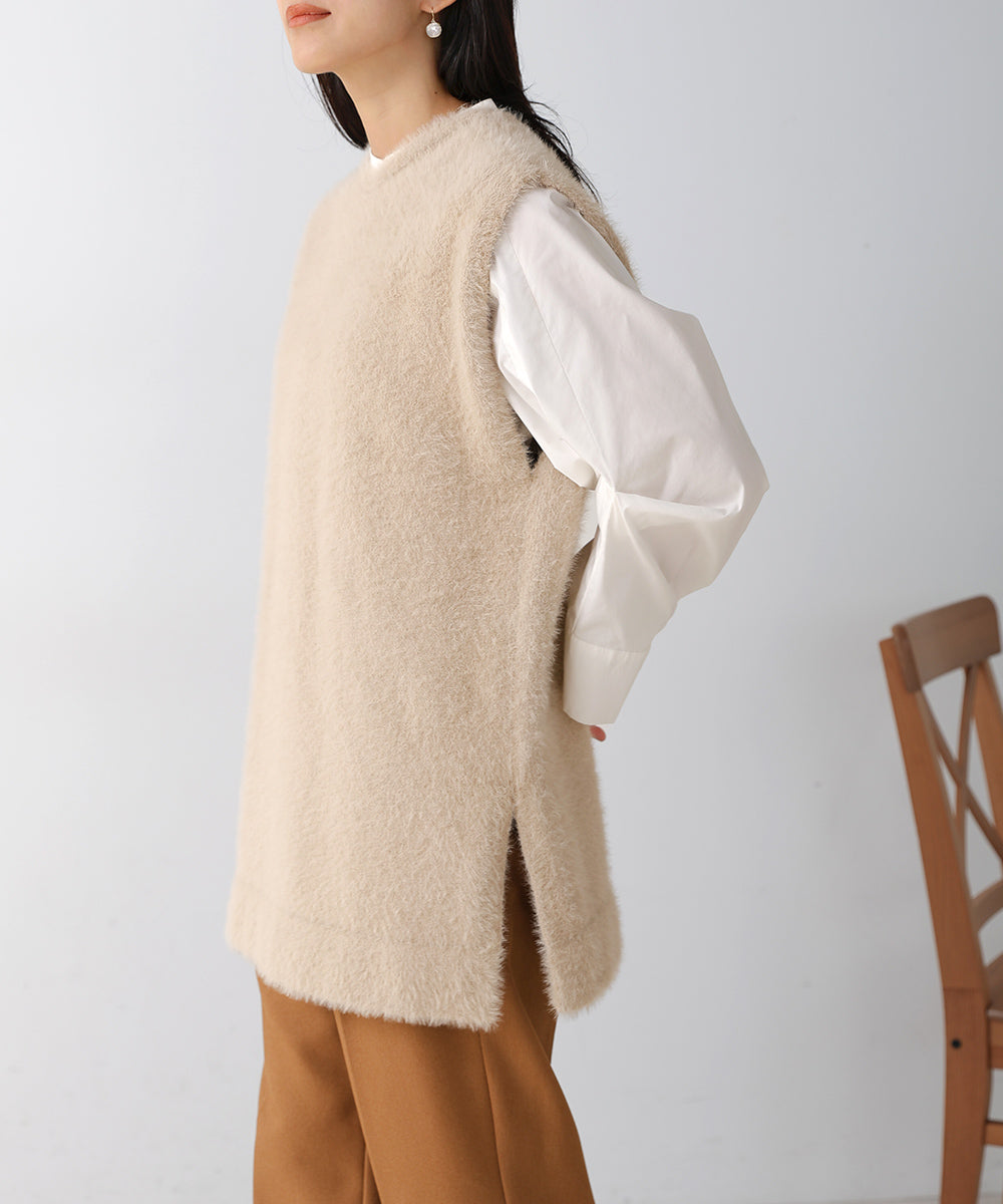 シャギー2wayニットジレ