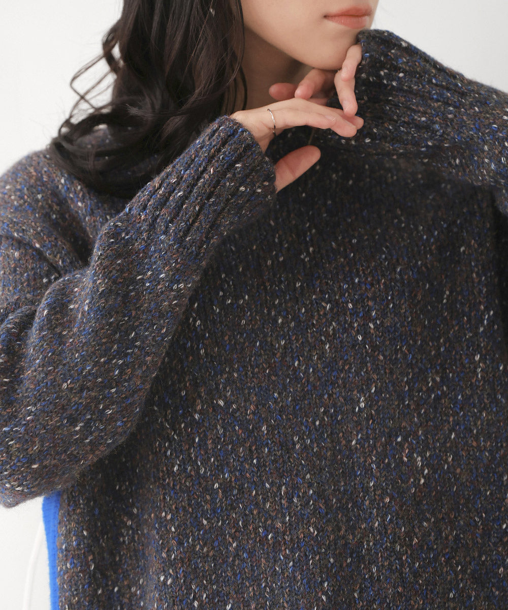 配色ミックスカラーニット