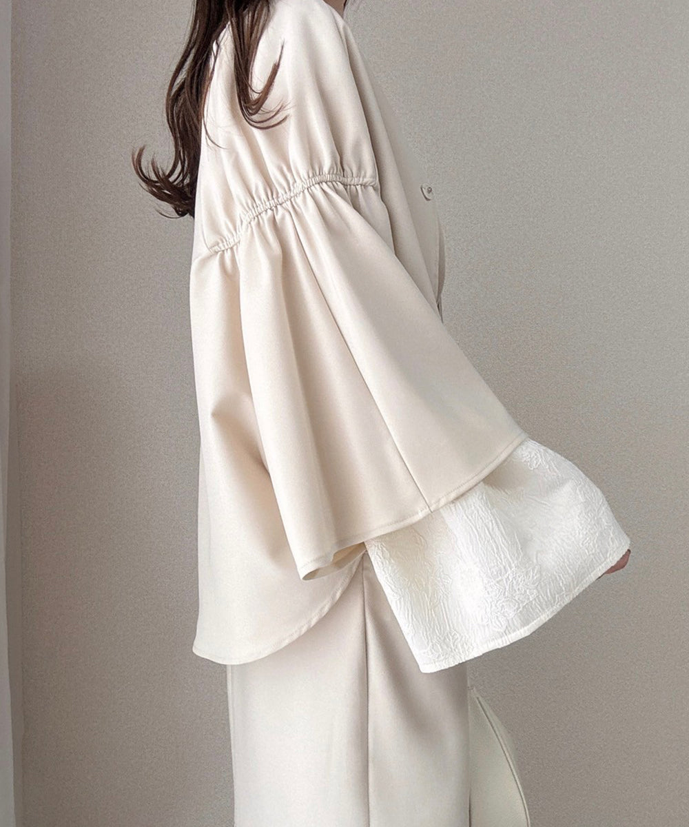 【オケージョンドレス/結婚式/2サイズ展開/SET ITEM/インナー付き/裏地付き】ケープ風ジャケット