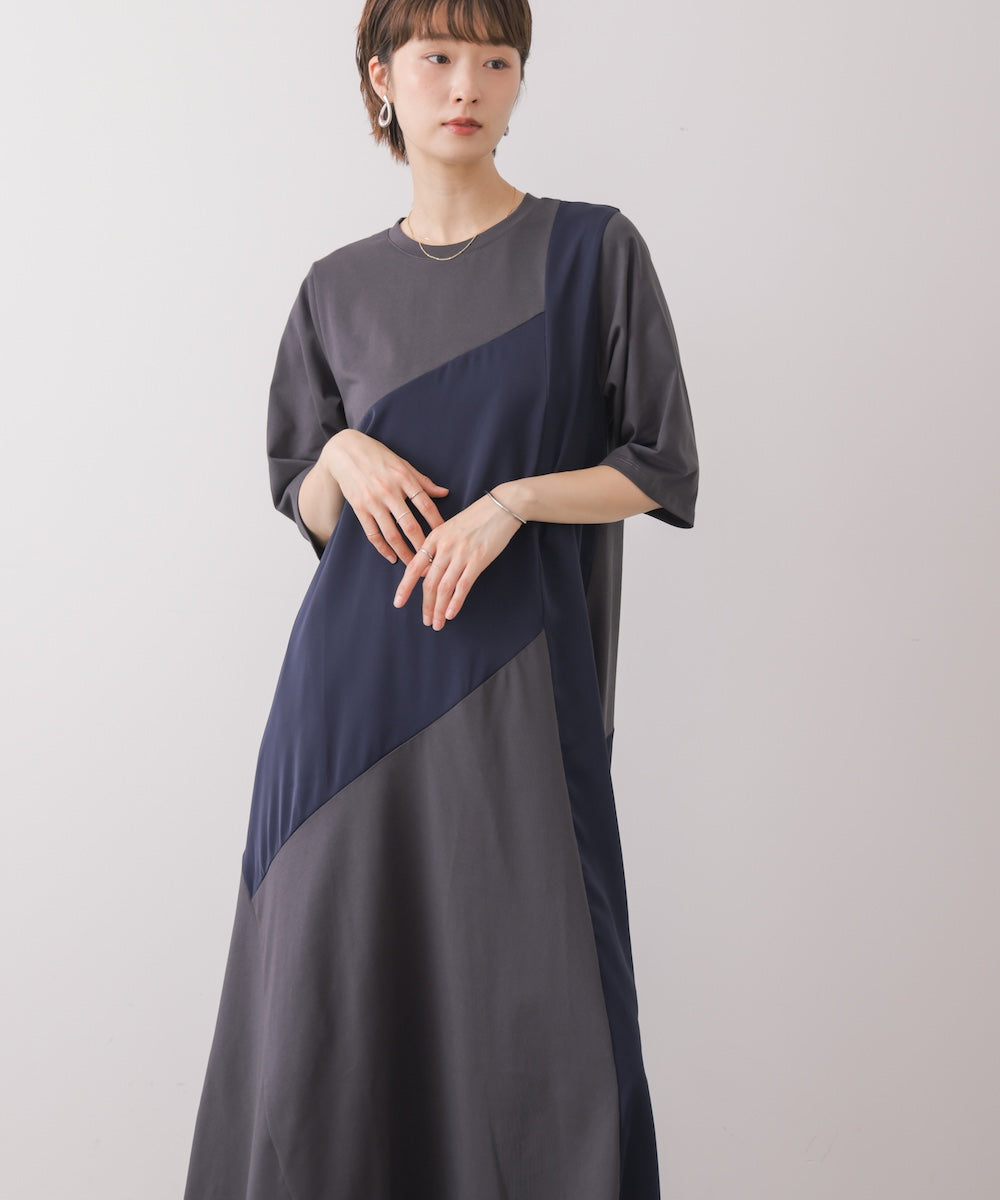 【S/TLサイズあり】ジオメトリックブロッキングワンピース
