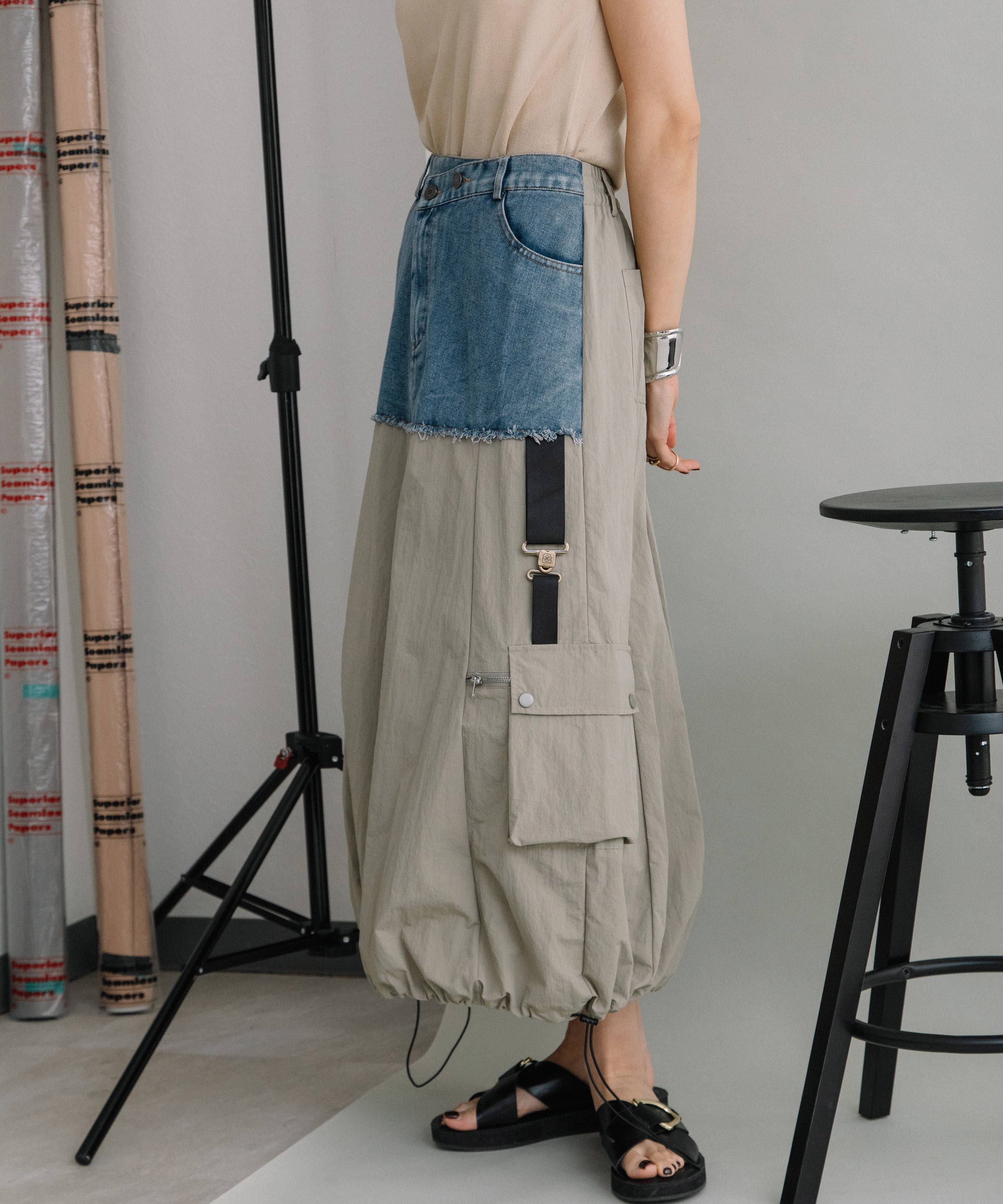 DENIM×MILITARY RM SKIRT