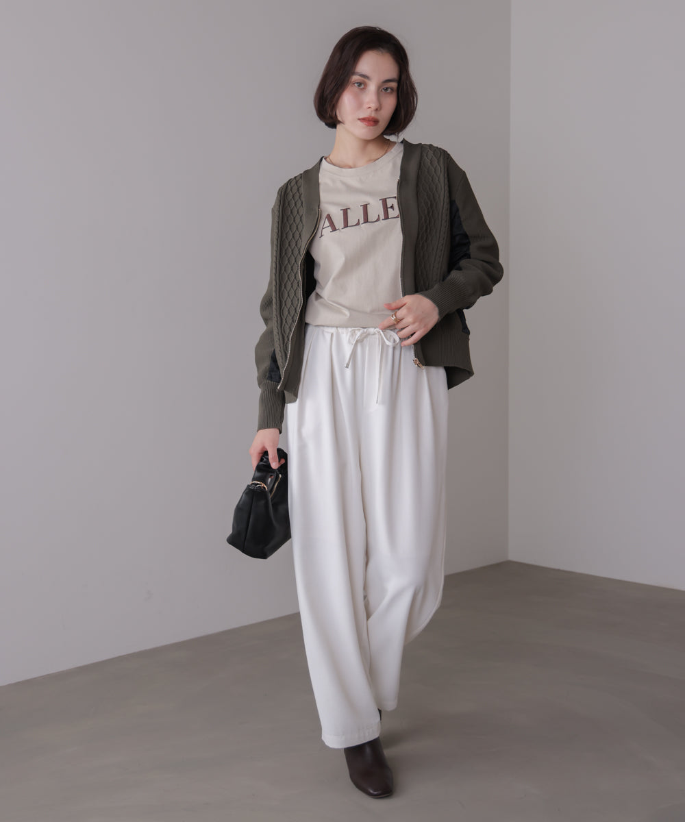 ケーブル布帛ドッキングZIPブルゾン