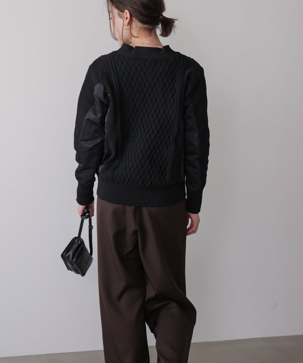 ケーブル布帛ドッキングZIPブルゾン