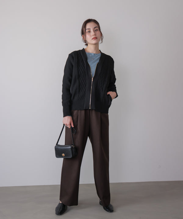 ケーブル布帛ドッキングZIPブルゾン