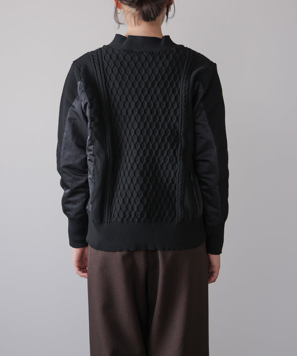 ケーブル布帛ドッキングZIPブルゾン