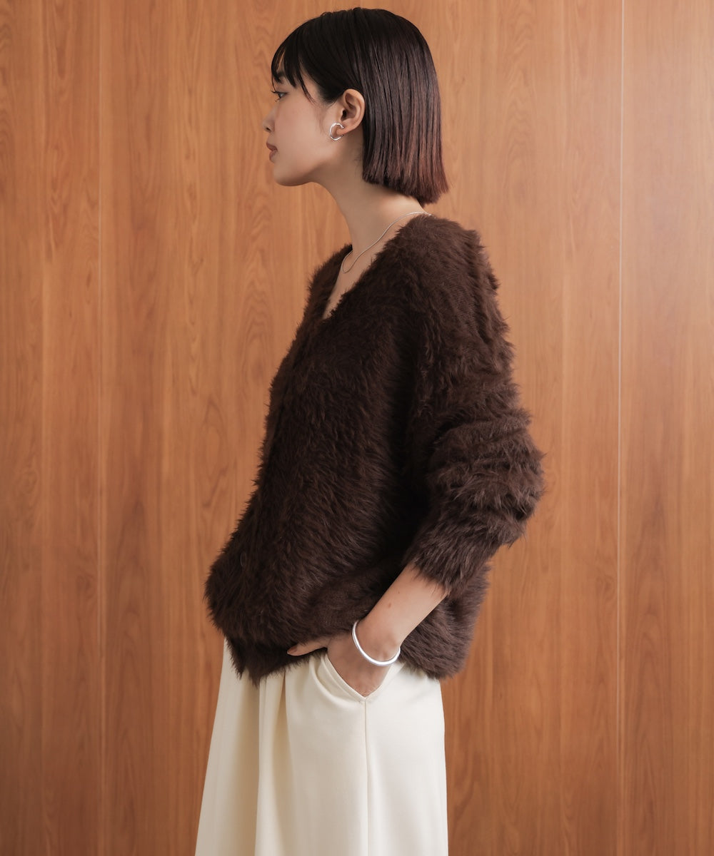 起毛加工シャギーカーディガン