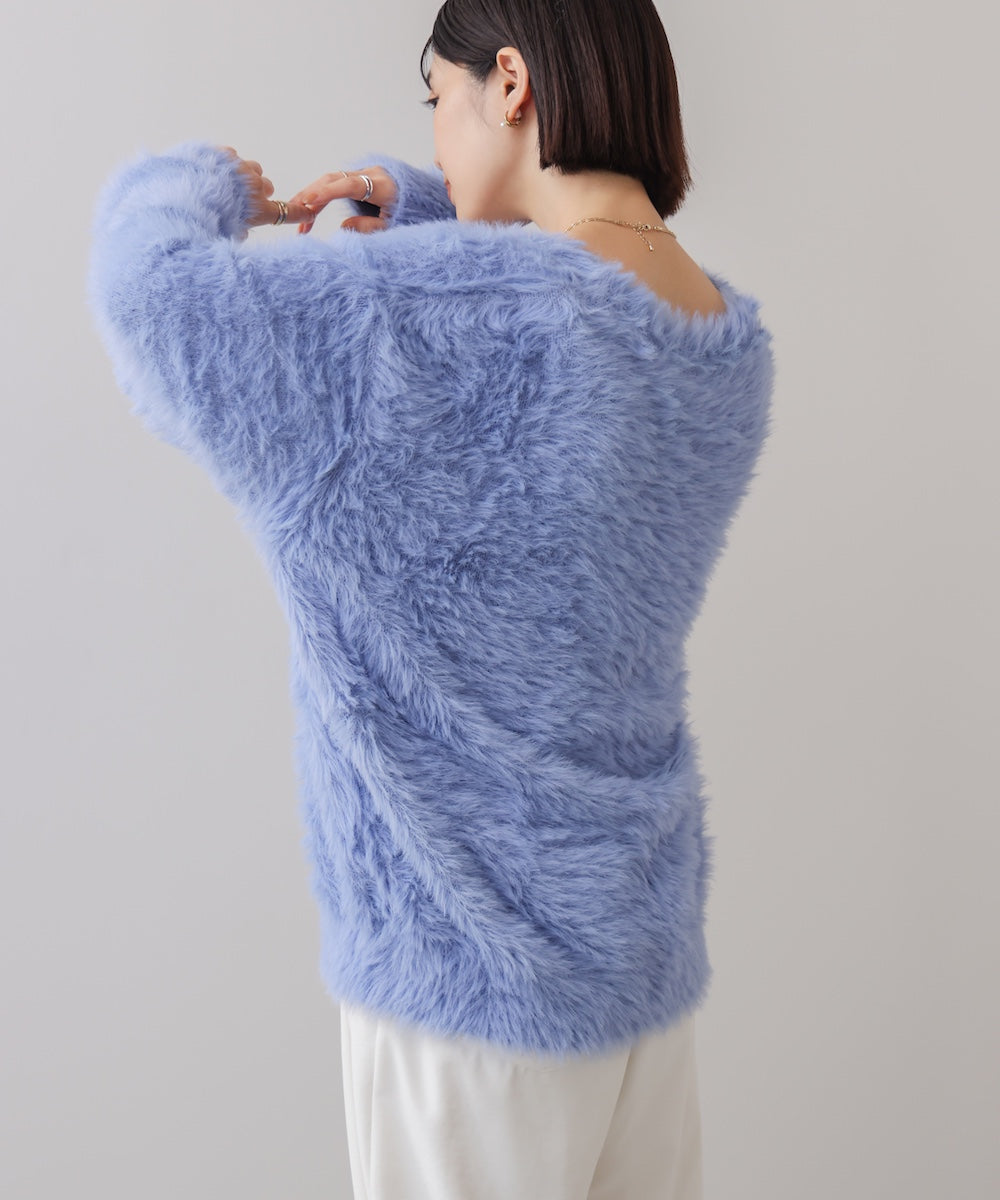 起毛加工シャギーカーディガン