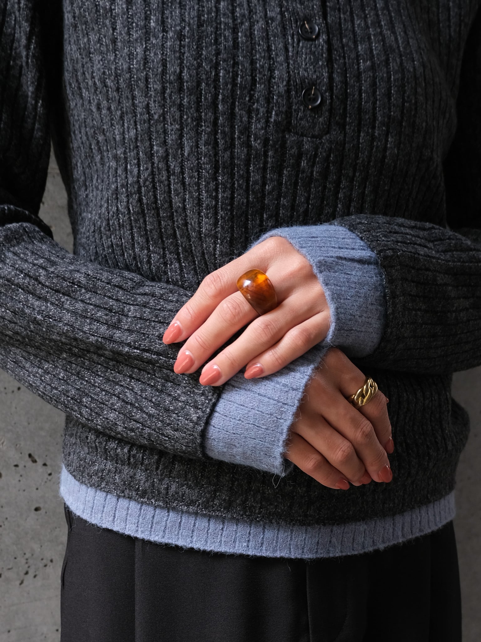 MIX KNIT HENRY NECK PO(ミックスニットヘンリーネックプルオーバー)