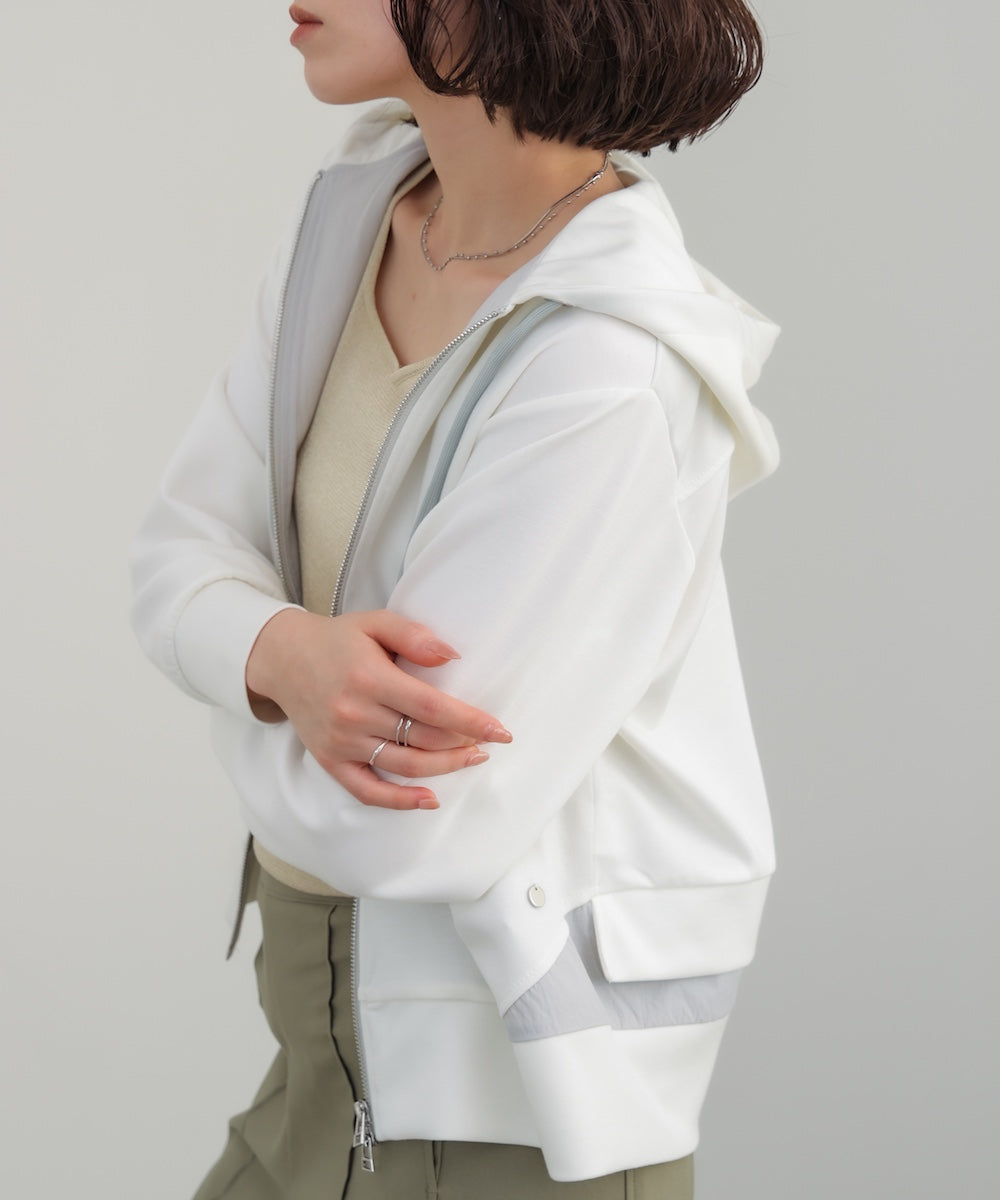 裾レイヤードバックラインZipパーカー