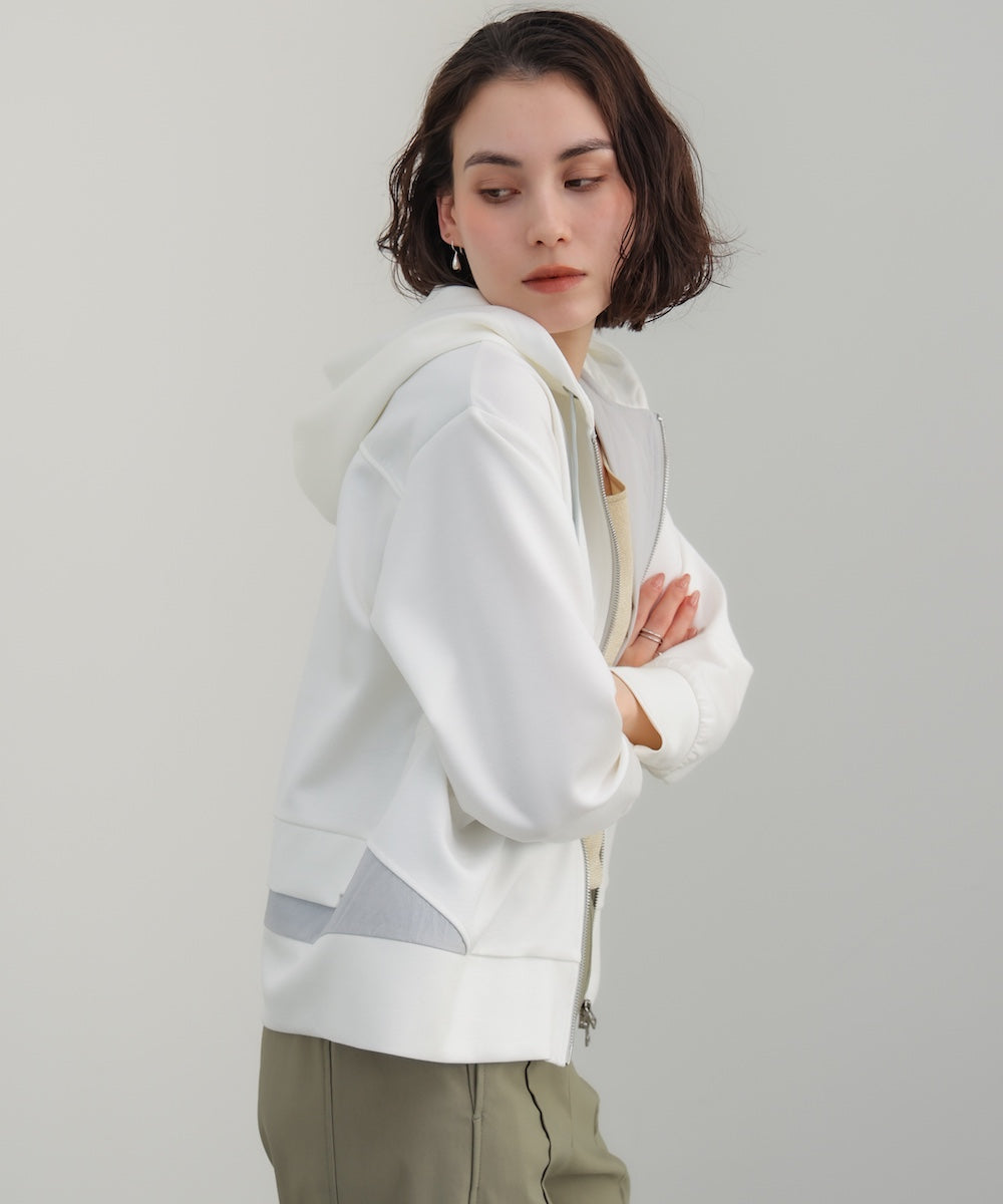 裾レイヤードバックラインZipパーカー