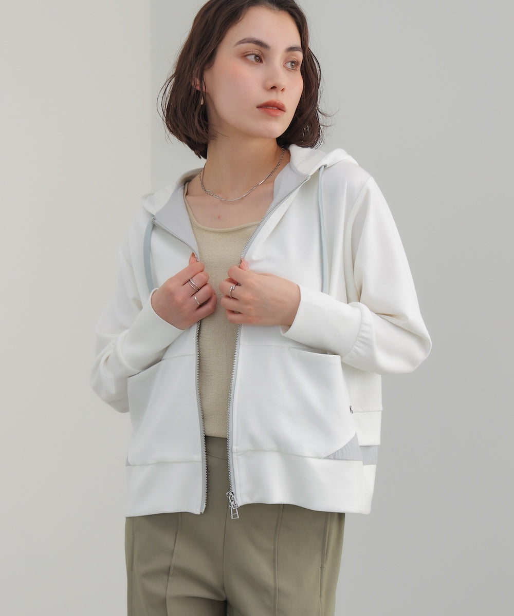 裾レイヤードバックラインZipパーカー