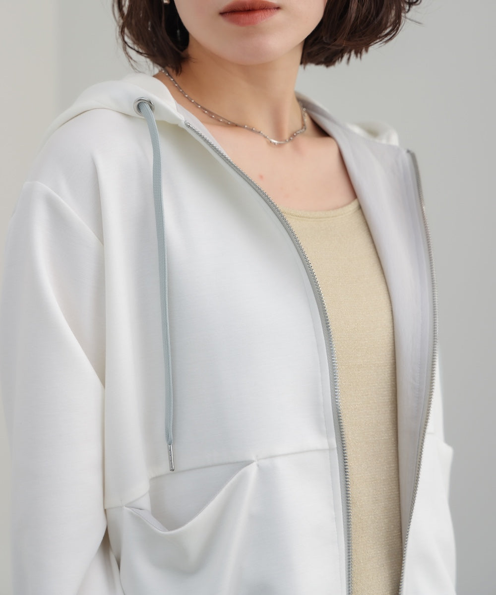 裾レイヤードバックラインZipパーカー