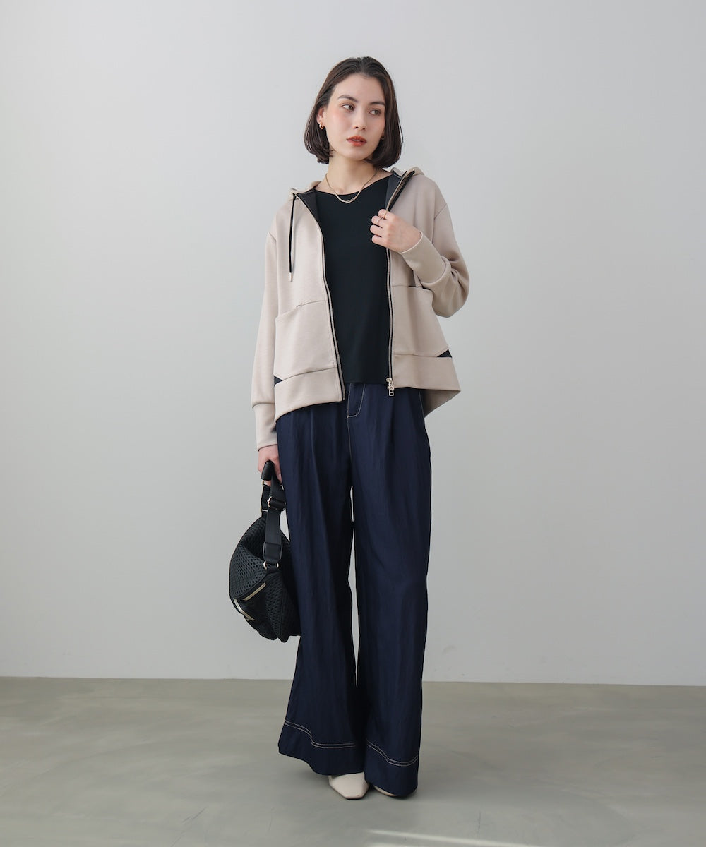 裾レイヤードバックラインZipパーカー