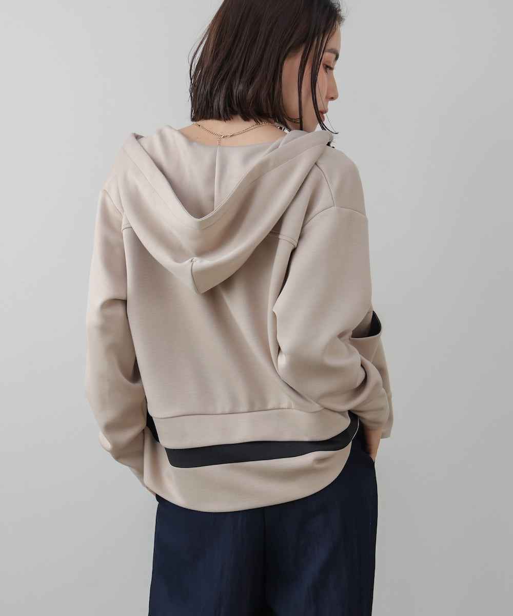 裾レイヤードバックラインZipパーカー