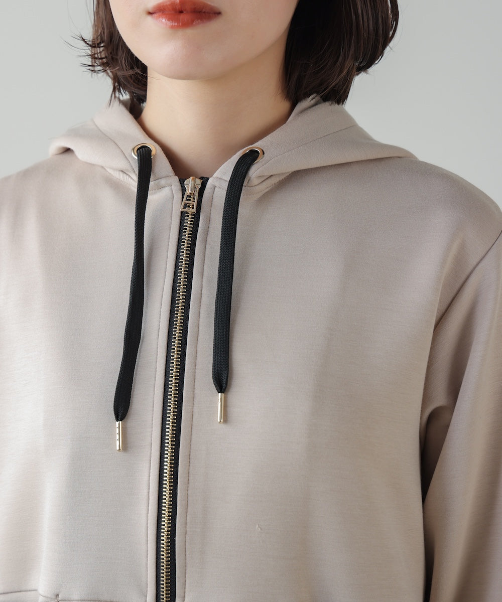 裾レイヤードバックラインZipパーカー