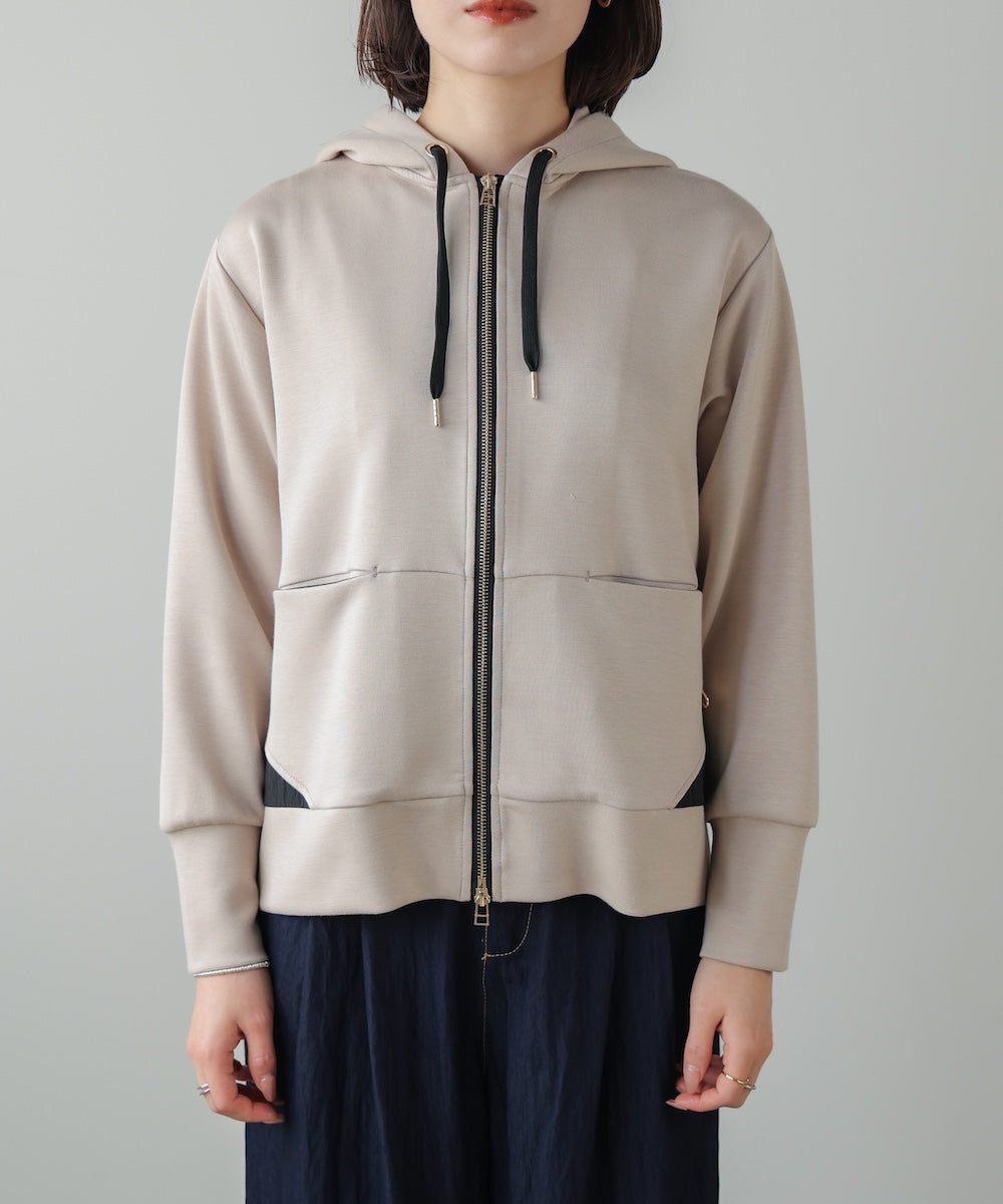 裾レイヤードバックラインZipパーカー