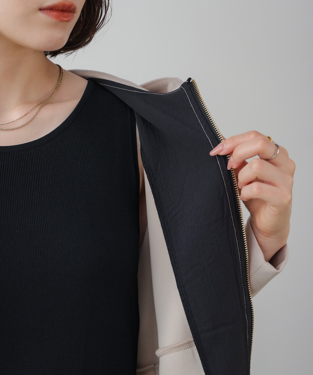 裾レイヤードバックラインZipパーカー