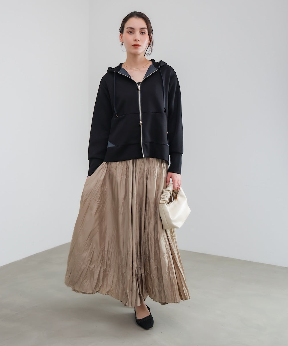 裾レイヤードバックラインZipパーカー