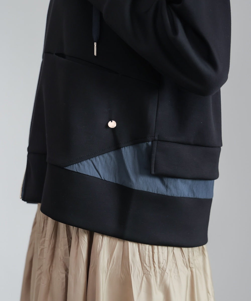 裾レイヤードバックラインZipパーカー