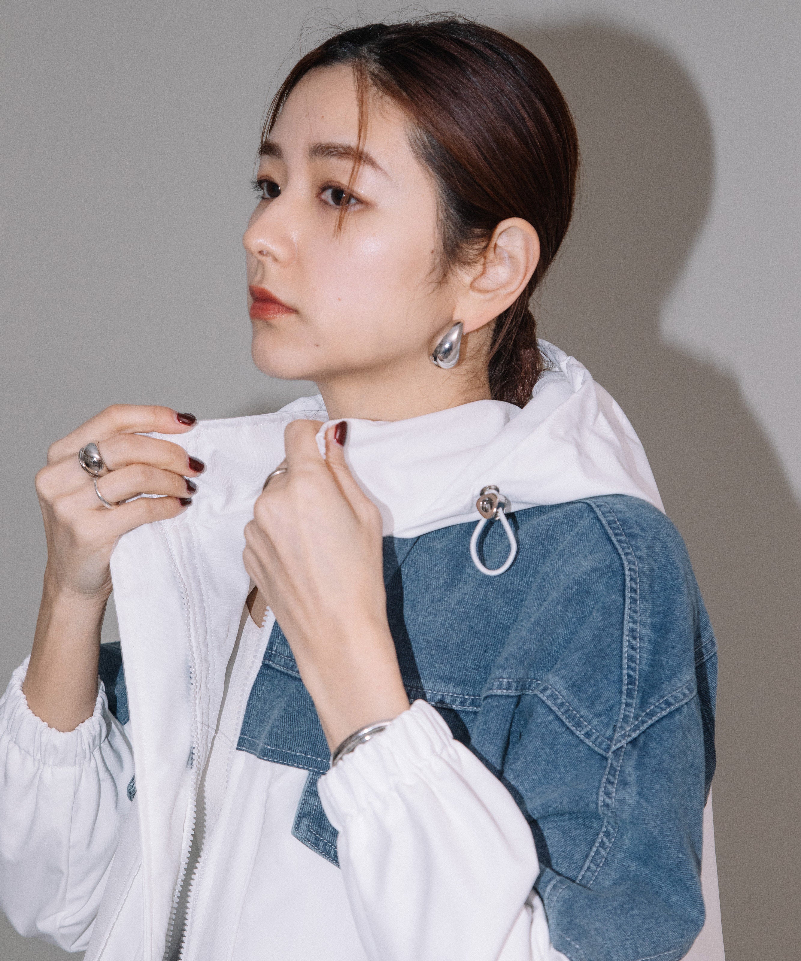 DENIM CONBI HOODIE