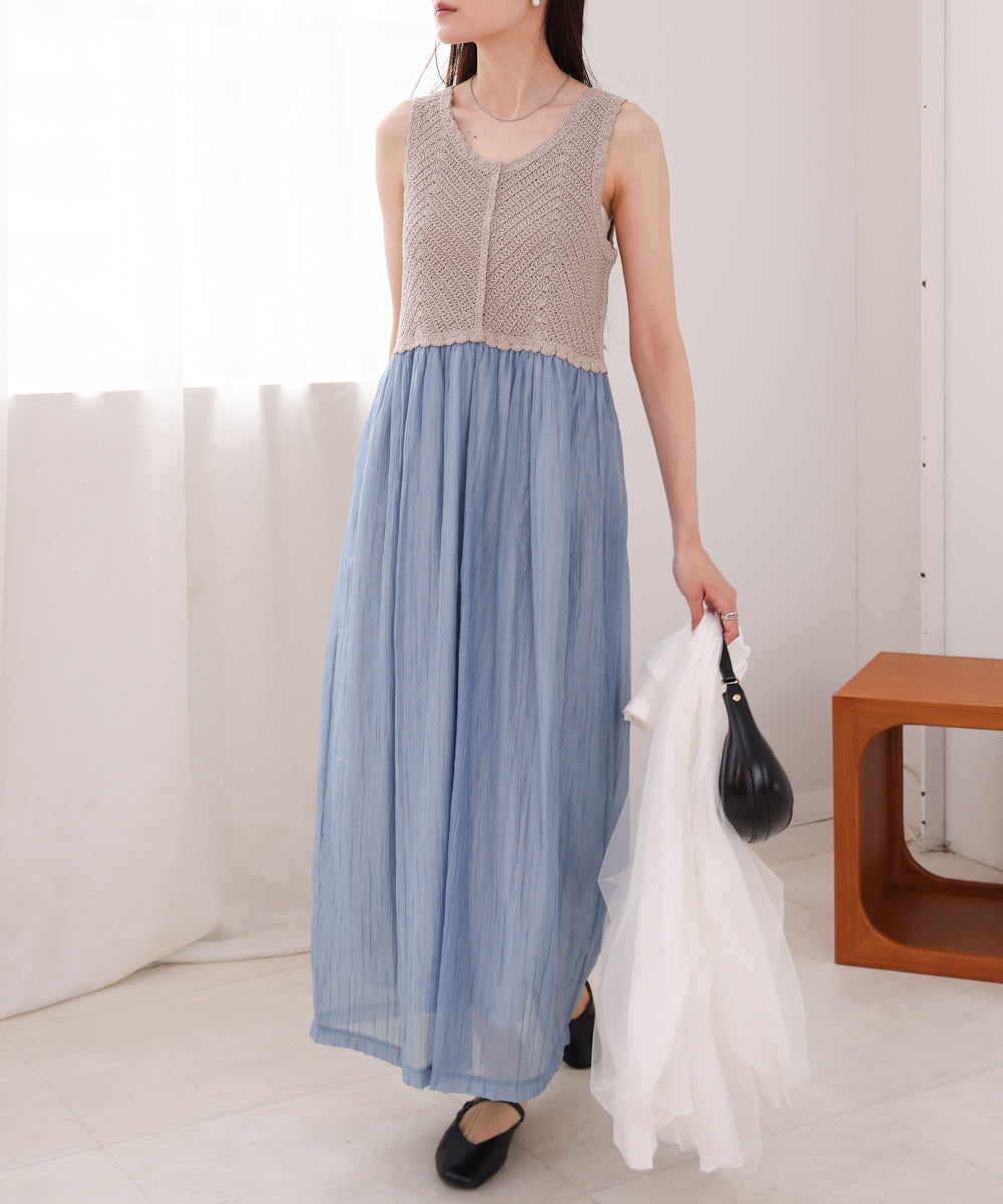 クロシェコンビキャミワンピース