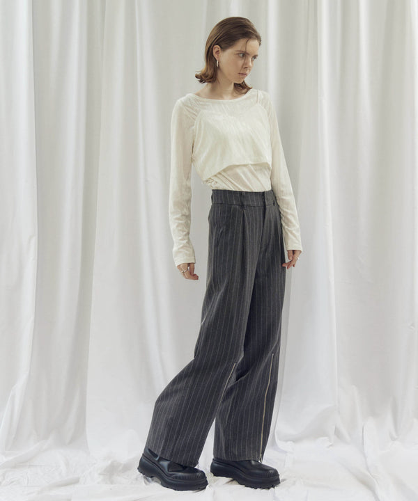 STRIPED ZIP SLIT PANTS(ストライプZIPスリットパンツ)
