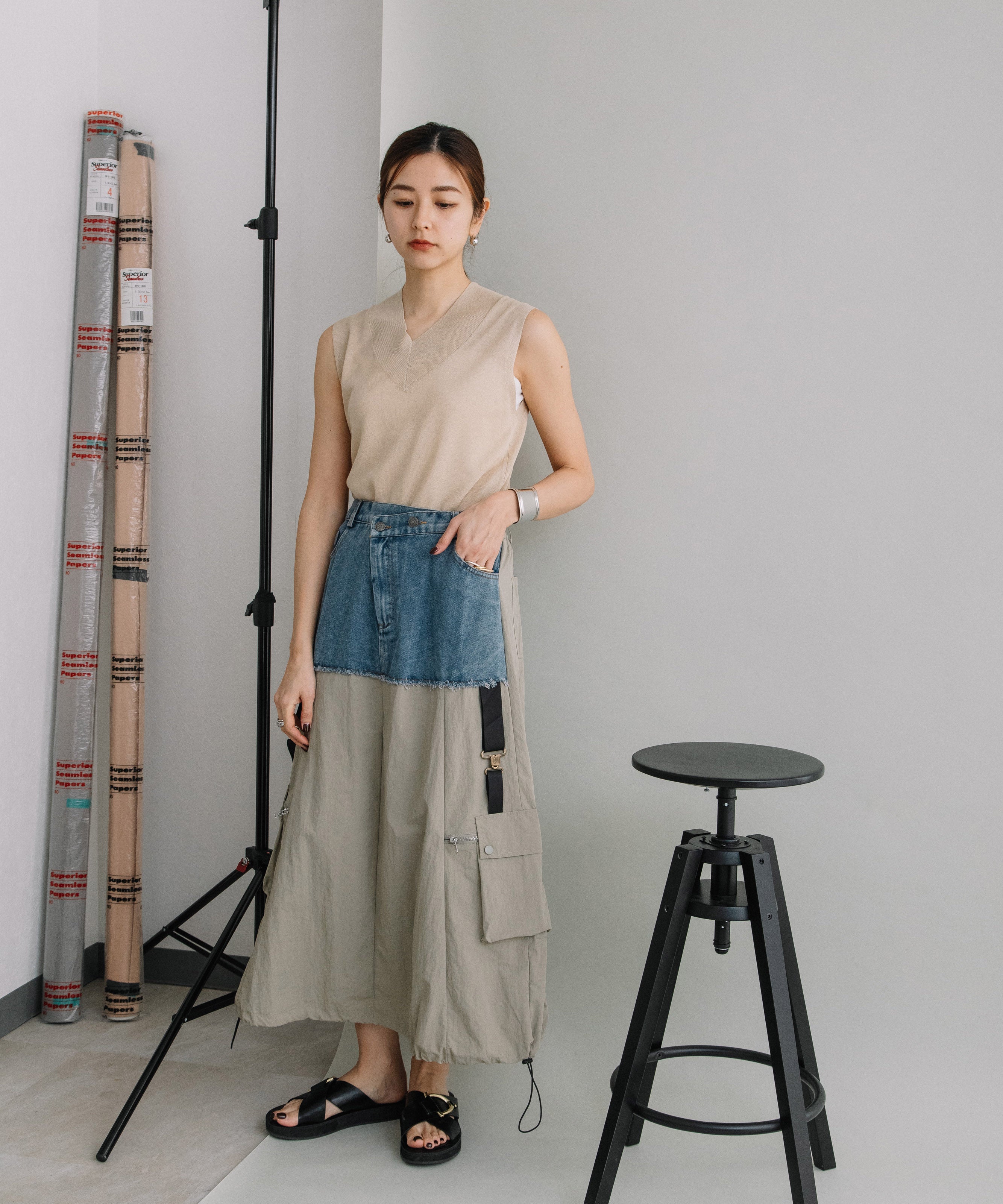 DENIM×MILITARY RM SKIRT