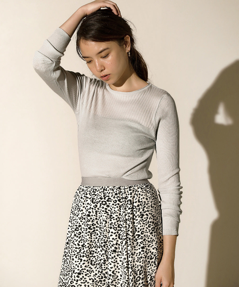 18G保湿リブ切替ラウンドプルオーバー