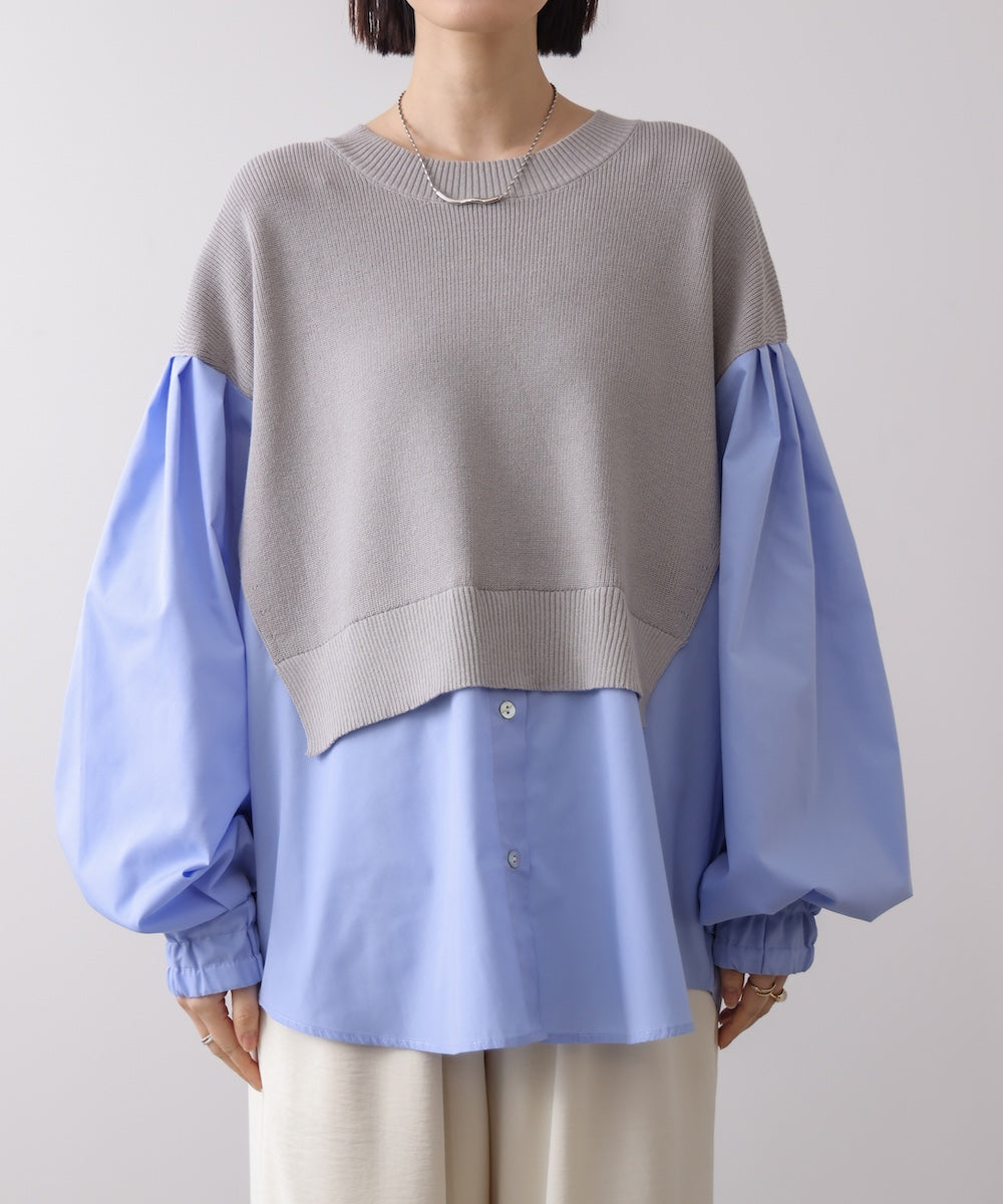 【WEB限定】布帛シャツドッキングニットプルオーバー