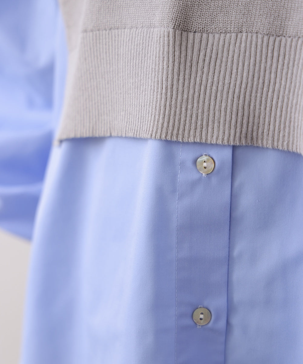 【WEB限定】布帛シャツドッキングニットプルオーバー