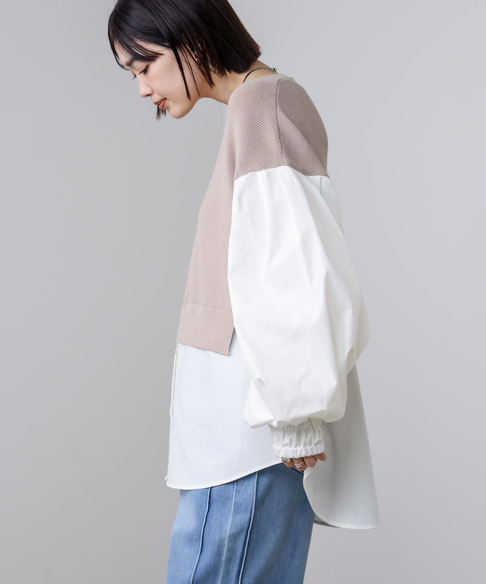 【WEB限定】布帛シャツドッキングニットプルオーバー