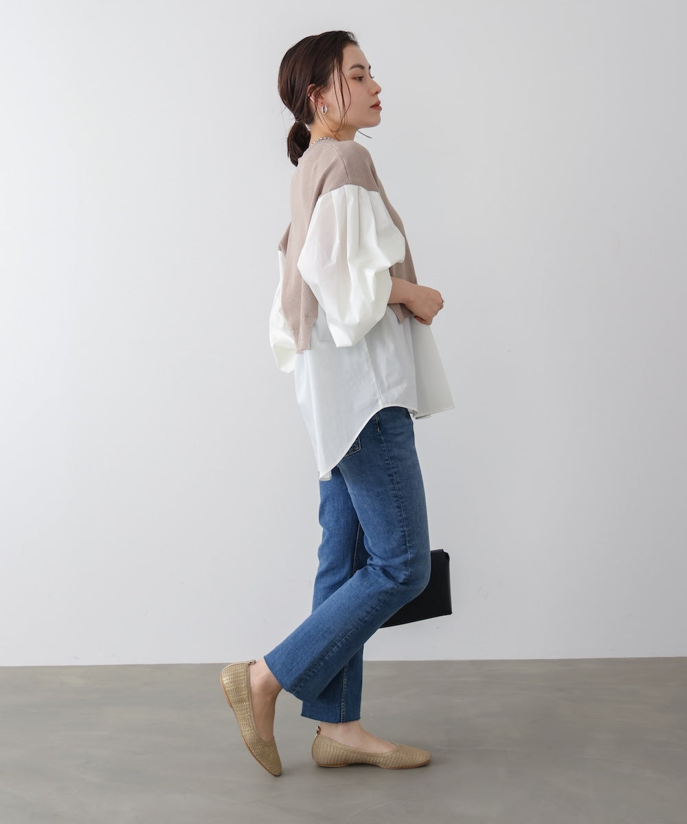 【WEB限定】布帛シャツドッキングニットプルオーバー