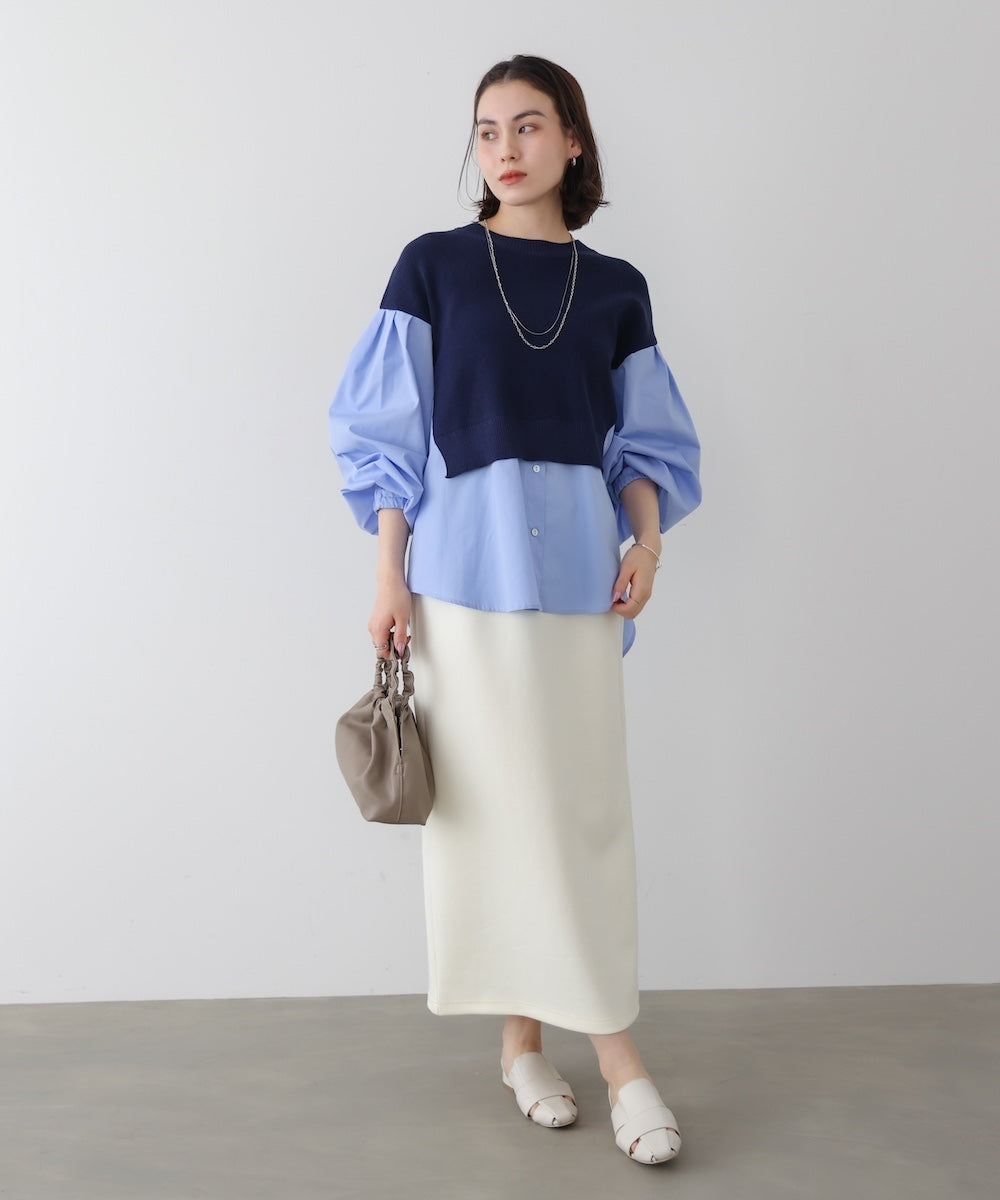 【WEB限定】布帛シャツドッキングニットプルオーバー