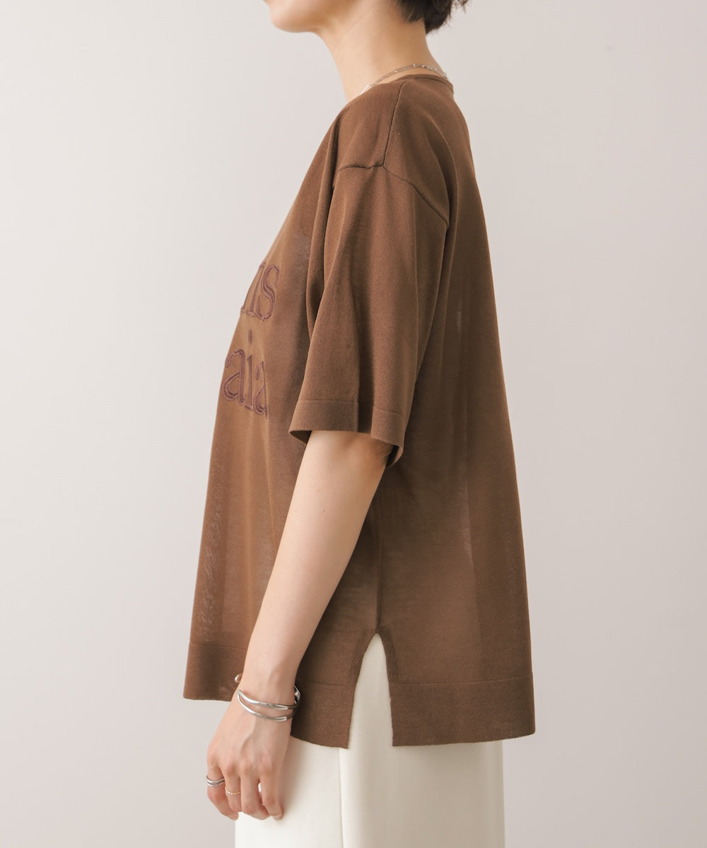 刺しゅうロゴシアーニットTプルオーバー