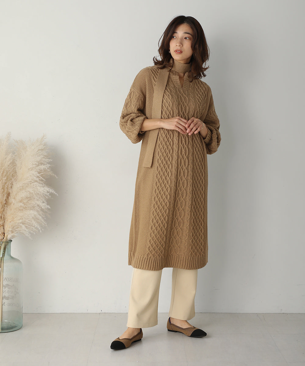BouJeloud ウォッシャブルケーブルニットワンピース