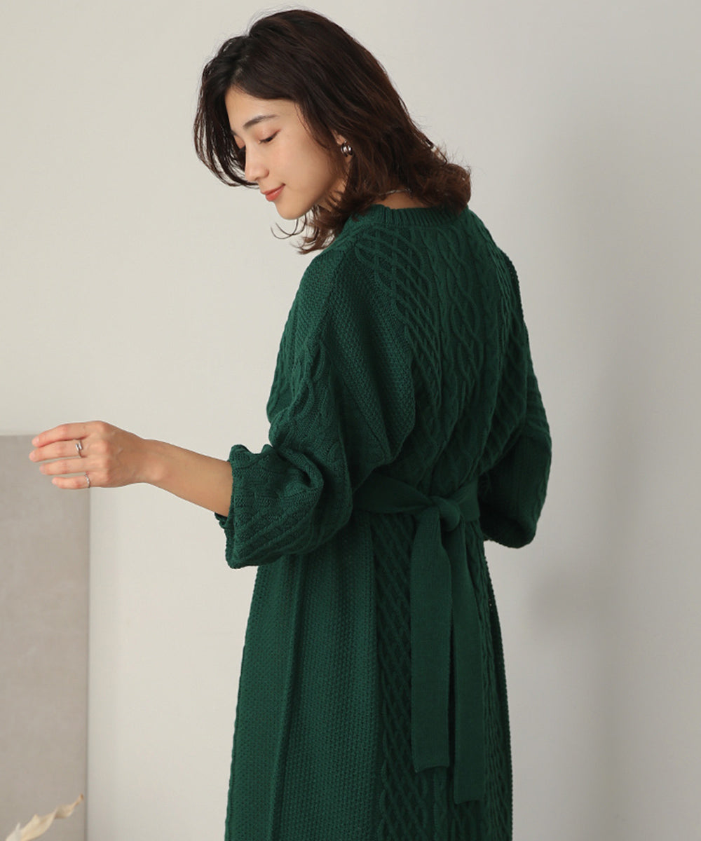 BouJeloud ウォッシャブルケーブルニットワンピース