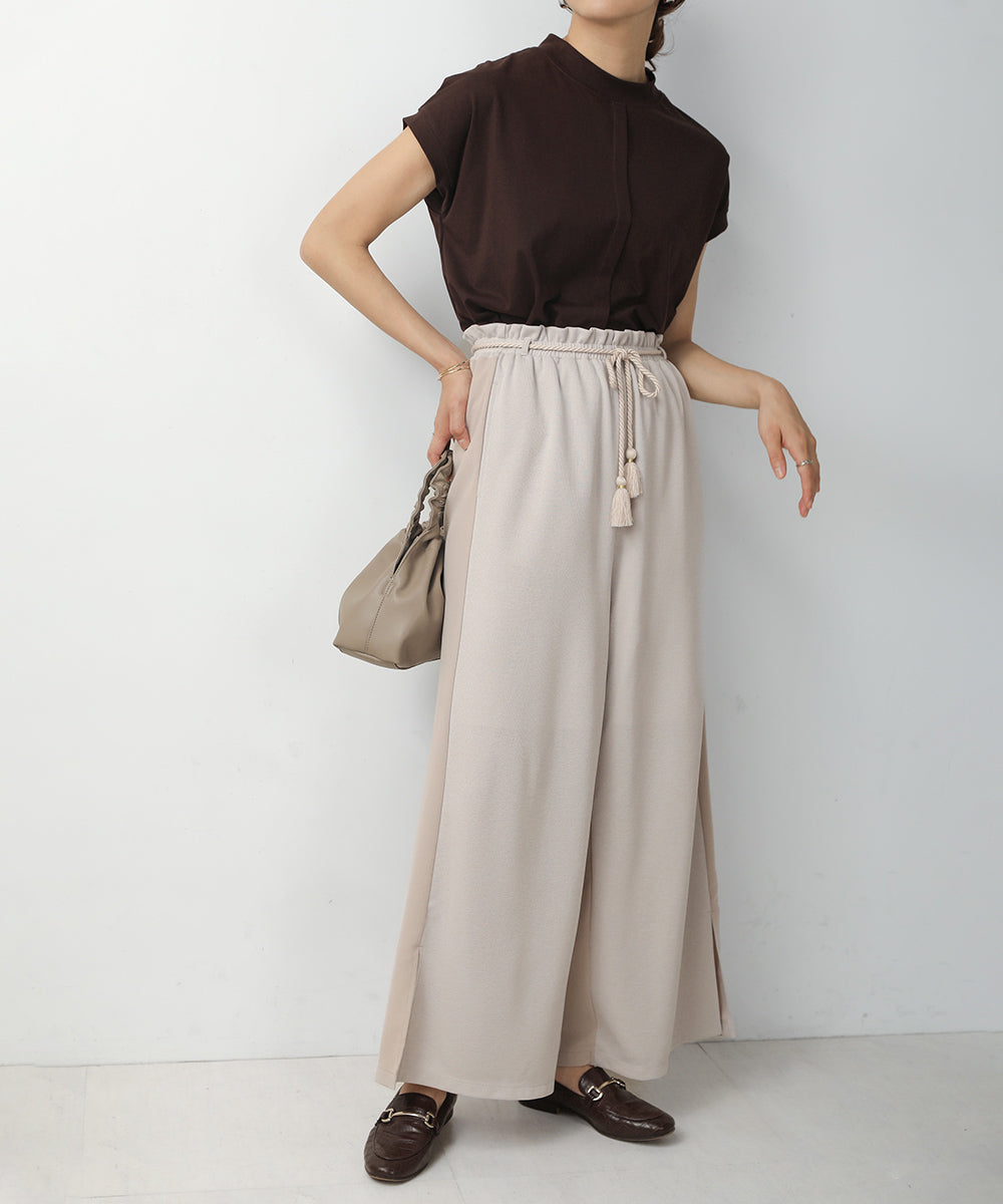 BouJeloud リネンライクフライスドッキングパンツ