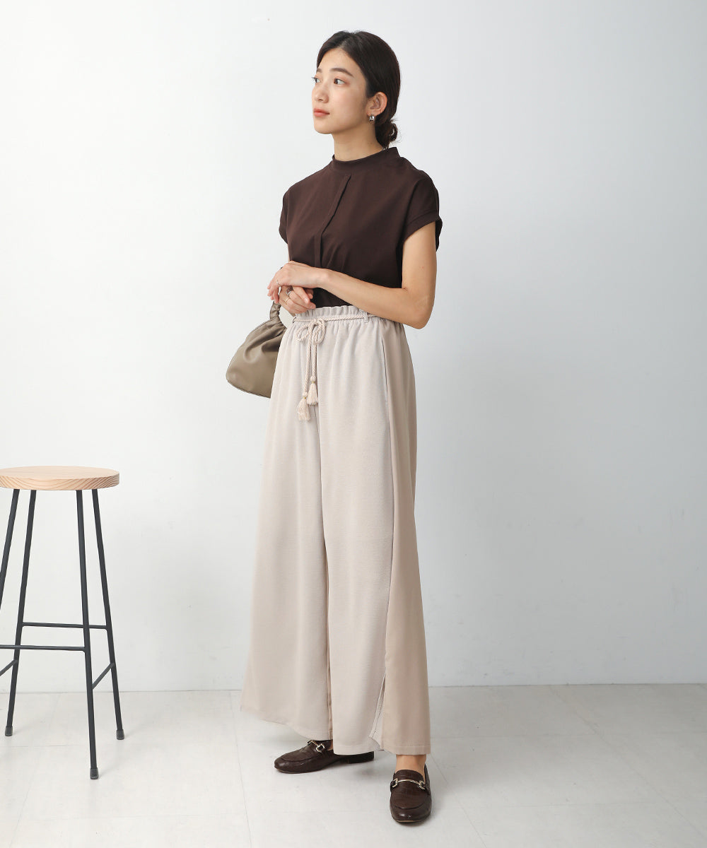 BouJeloud リネンライクフライスドッキングパンツ