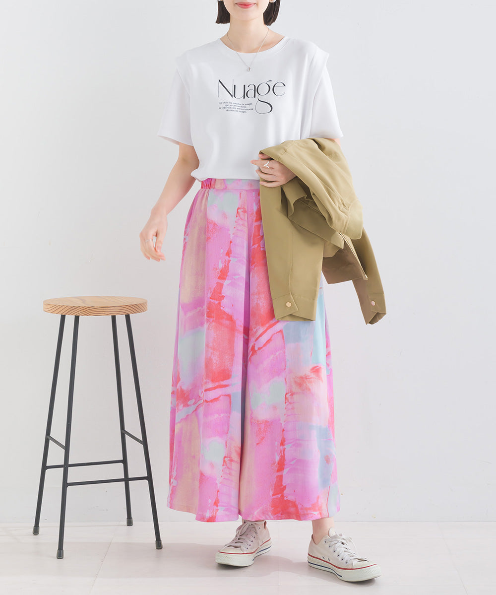 ぼかし柄フレアスカンツ