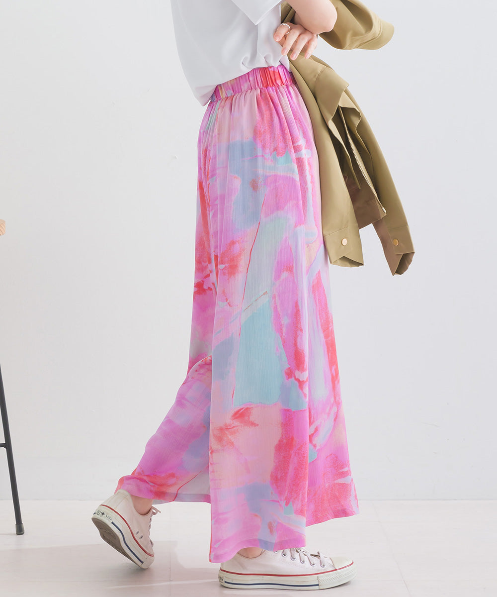 ぼかし柄フレアスカンツ