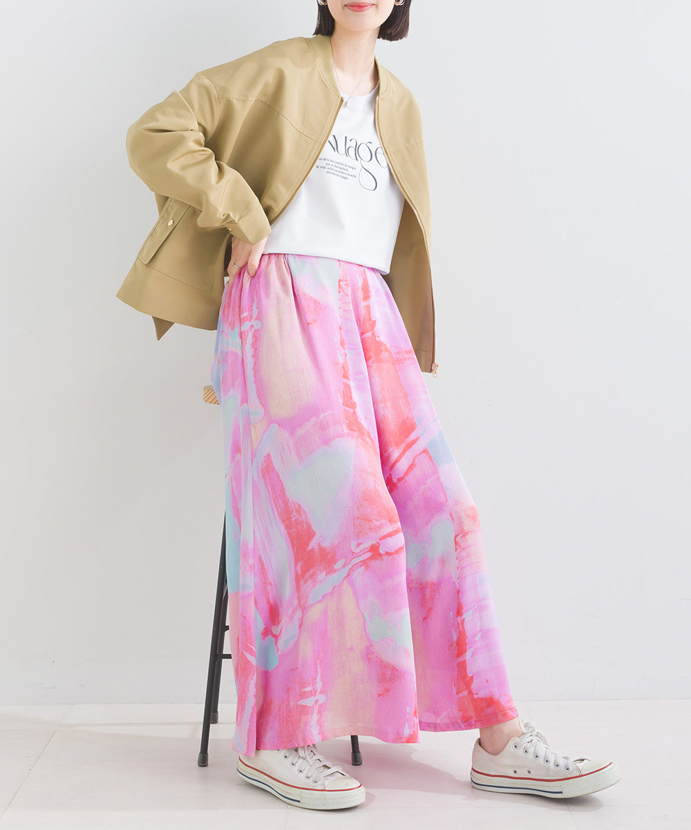 ぼかし柄フレアスカンツ