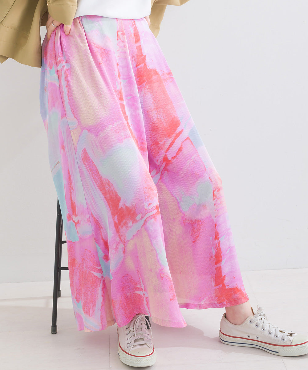 ぼかし柄フレアスカンツ