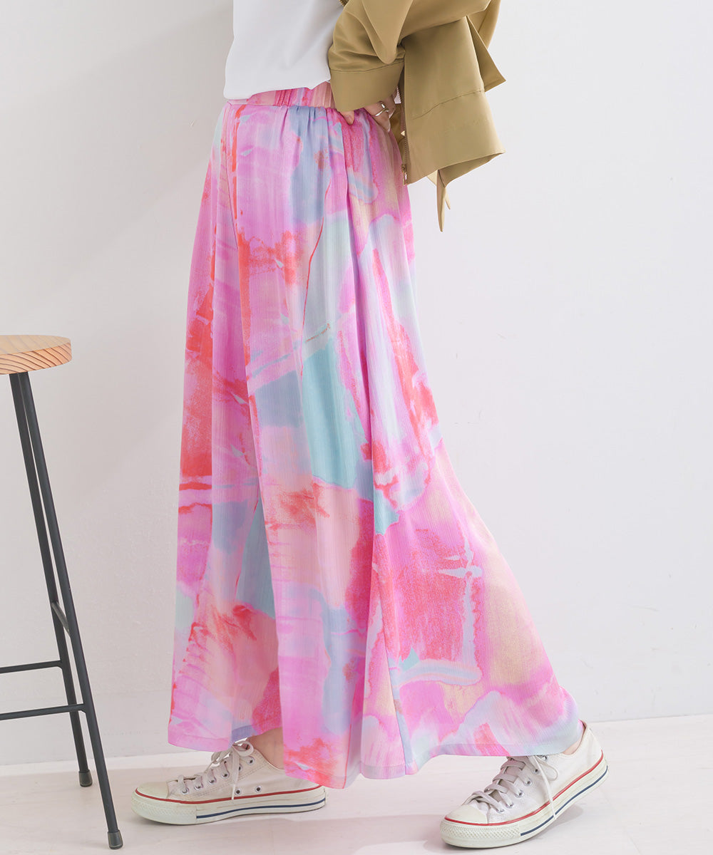 ぼかし柄フレアスカンツ